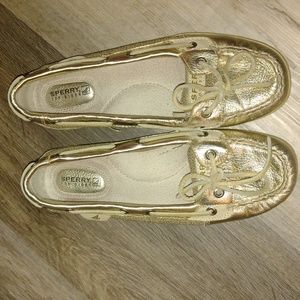 Angelfish Gold Sperry Topsiders Leather boat shoe size 7M women's.